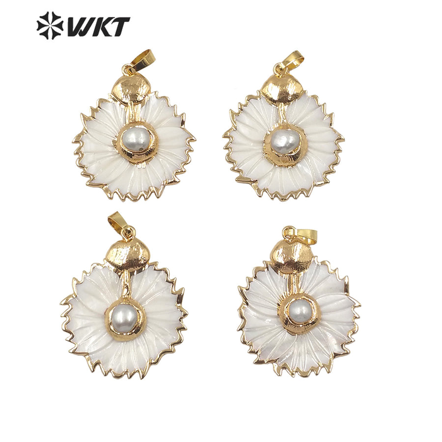 WT-JP173 Wholesale Natural Shell Pendant Flower Shape Shell Pendant Women Fashion Charm New Jewelry Pendant