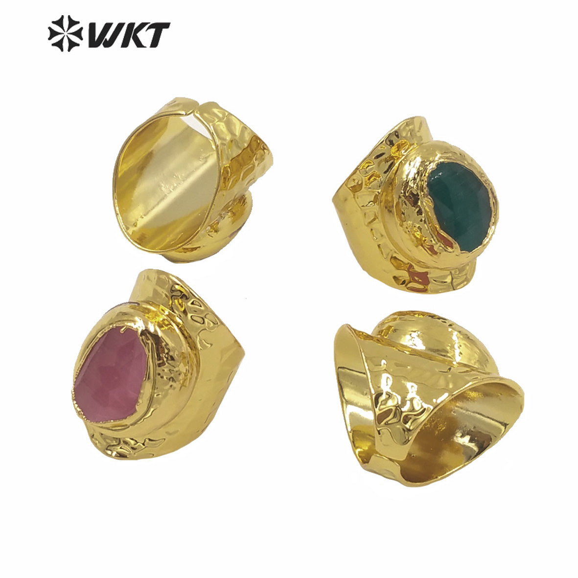 WT-R365 Winter Populared Color Cat Eye Stone Cigar Ring 18k Real Gold Plated Resist Tarnishable Wide Band Gold Ring for Women