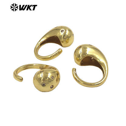WT-R593 Factory Wholesale Classical Gold Plated Yellow Brass And Zircon Metal Ring As Women Dance Party Wearing Accessory