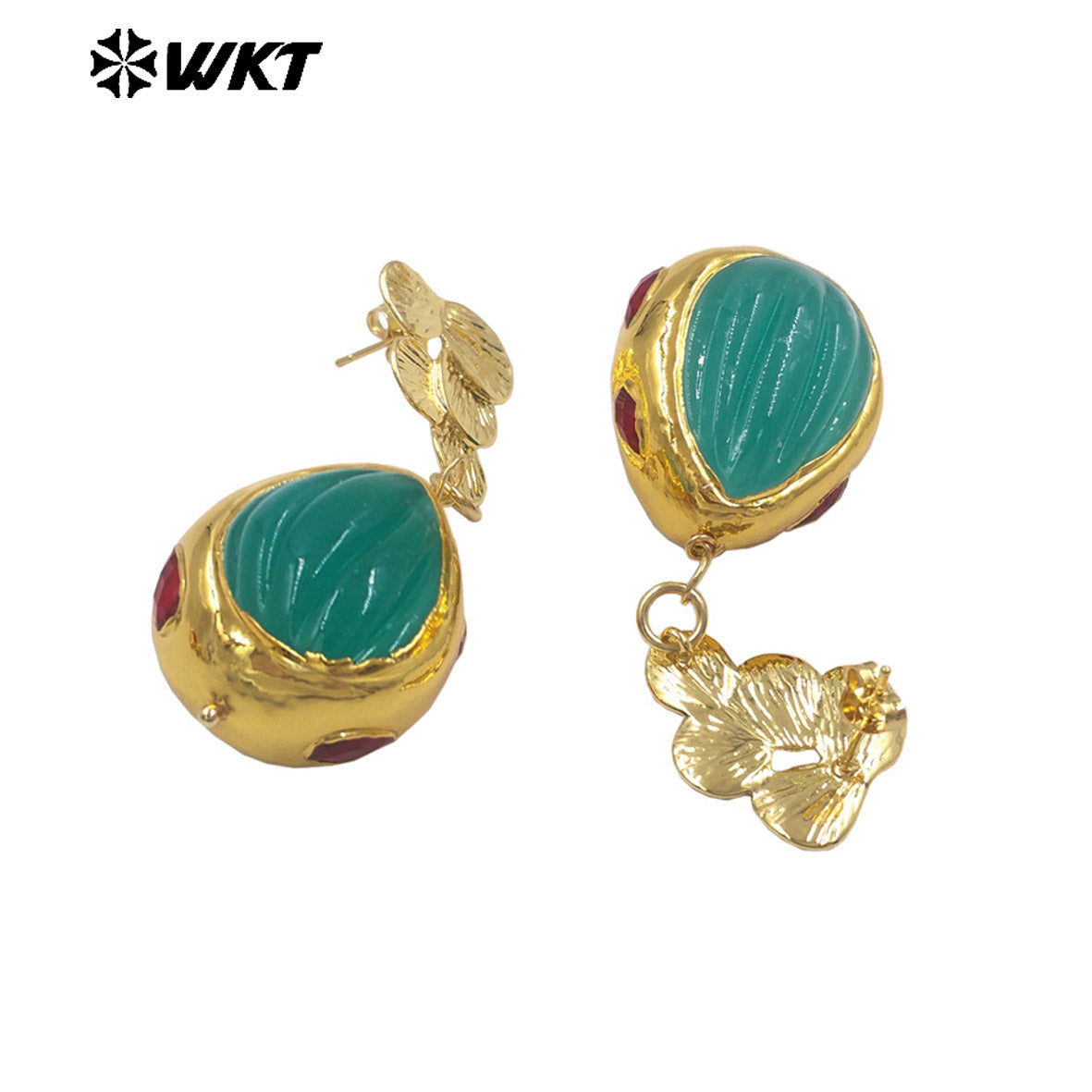 WT-E805 High Quality 18K Gold Plated Hand Carved Colorful Glaze Waterdrop Shape Earrings For Female Party Wearing Jewelry