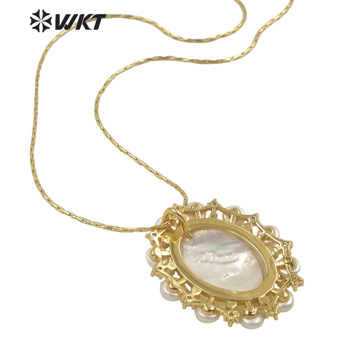 WT-JN166 WKT 2022 Fashion and Noble \White Shell and Pearl Virgin Mary Jesus Necklace for Big Party Women Retro Necklace