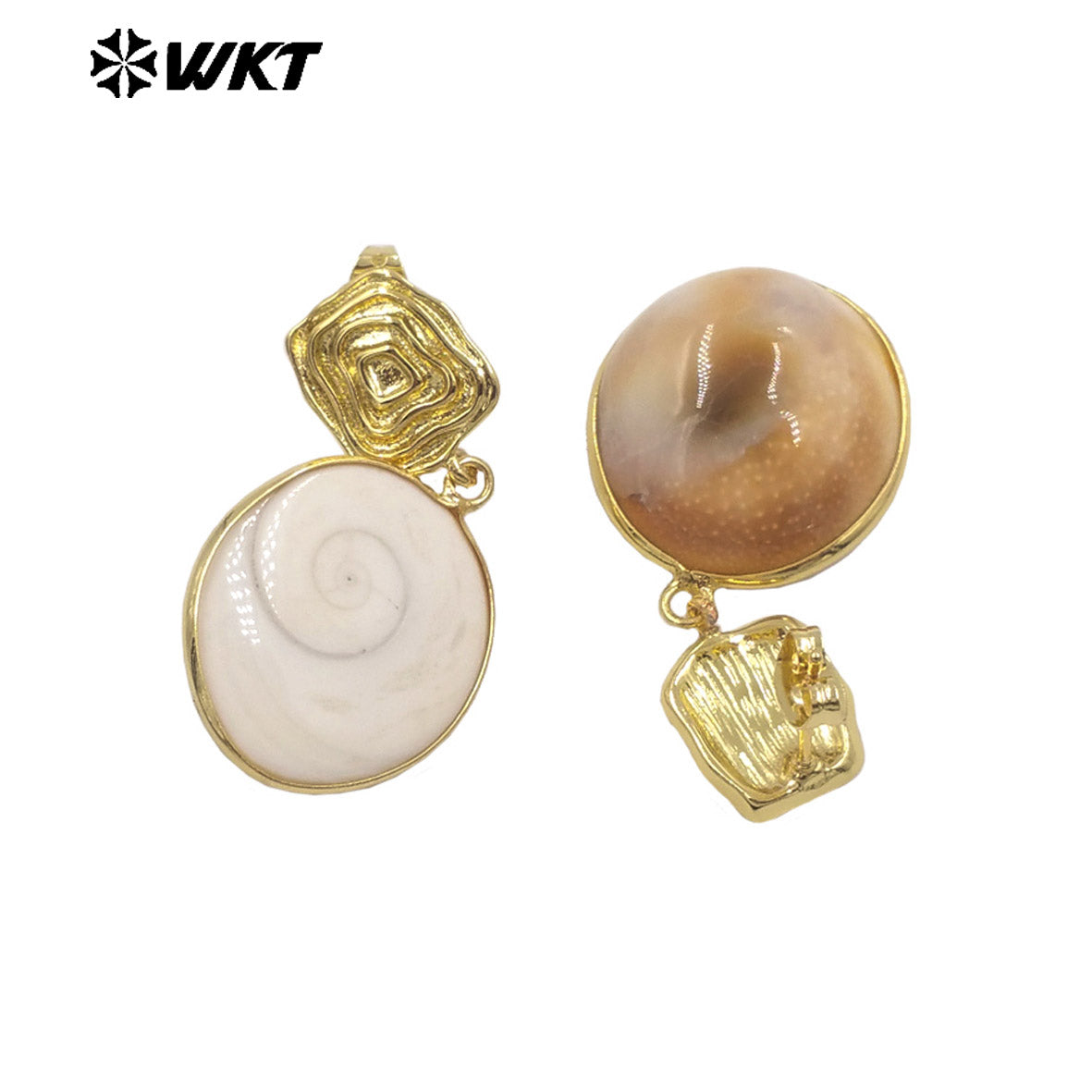 WT-MPE170 Exclusive Handmade Trendy Style Gold Plated Natural Trumpet Shell Earrings As Women Wedding Jewelry Accessories