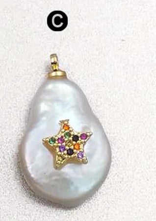 MP133 Hot Sale Jewelry Tiny Star Pendant Pearl With CZ Micro Pave Lady Fashion Irregular Shape Jewelry Freshwater Pearl Pendant