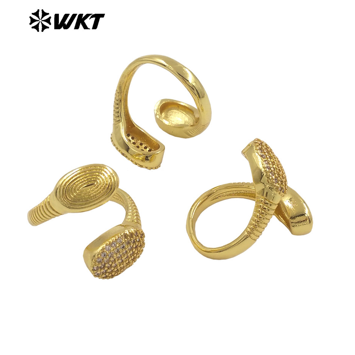 WT-MR032 Wholesale Fashion Gold Plated Resist Tarnishable Cross Unique Micropave Cubic Zircon Anniversary Ring