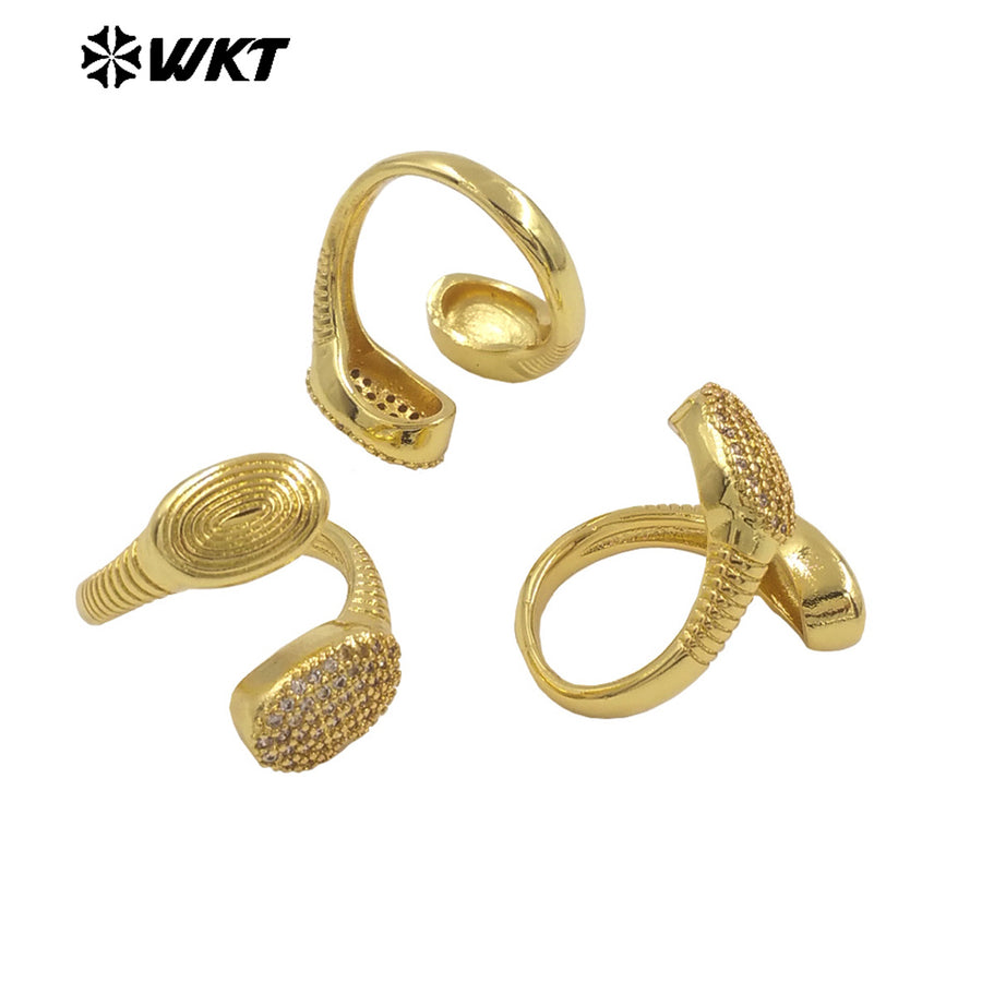 WT-MR032 Wholesale Fashion Gold Plated Resist Tarnishable Cross Unique Micropave Cubic Zircon Anniversary Ring