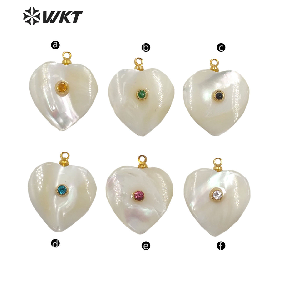 WT-JP209 Natural Heart Shell Pendant With CZ Charm Stylish Jewelry Heart Shape Shell Pendant Gift for Lady