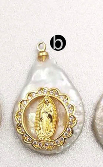 MP131 Wholesale Populared Starfish Multi-pattern Pearl with Cz Micro Pave Pendant Women Fashion Jewelry Circular Pearl Pendant