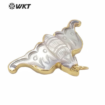 WT-JP232 Wholesale Gold Electroplated Mother of Pearl Bat Pendant Gorgeous White MOP Animals Bat Necklace Pendant