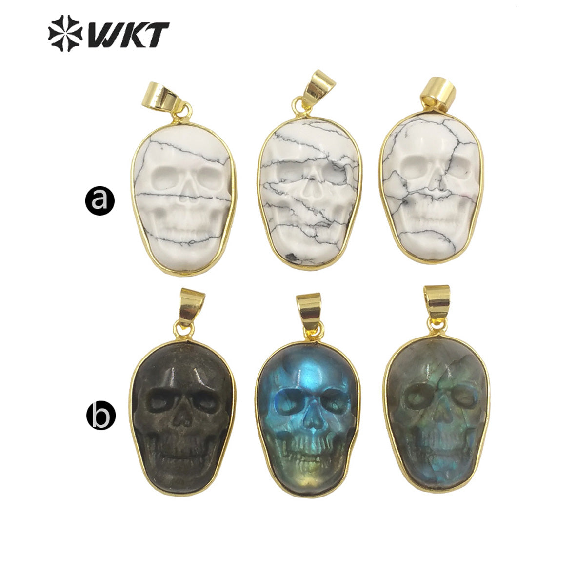 WT-P1749 Amazing Fashion Bright Hand Carved Natural Labradorite Skull Pendant Hot Loose Gemstone for Gift and Party so Nice