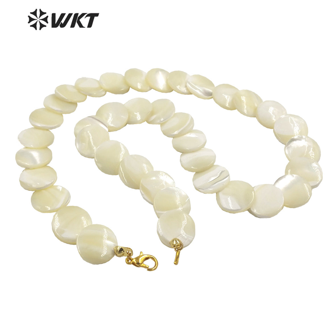 WT-JN225 Wholesale New Vintage Faceted Shell Hand Strand Long Necklace Women Purity Wedding Shell Necklace in 19 Inch