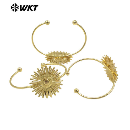 WT-B685 Direct Sales Holy Natural Yellow Brass 18K Gold Plated Daisy Thin Bracelet for Women As Daily Accompaniment and Gift