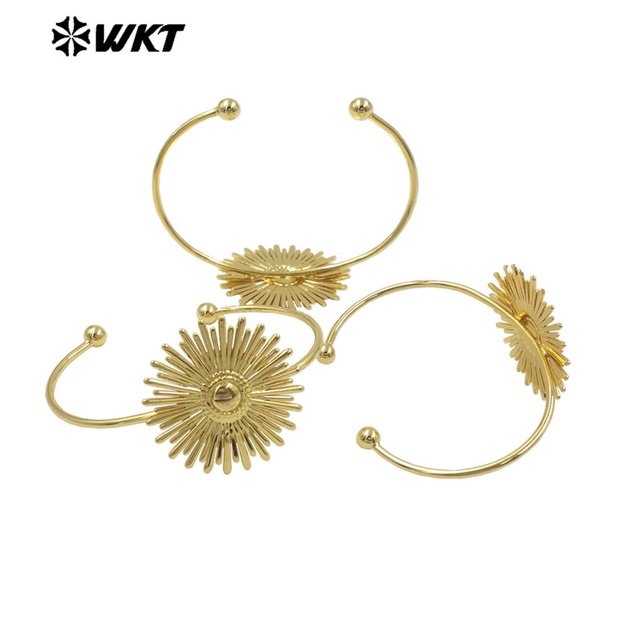 WT-B685 Direct Sales Holy Natural Yellow Brass 18K Gold Plated Daisy Thin Bracelet for Women As Daily Accompaniment and Gift