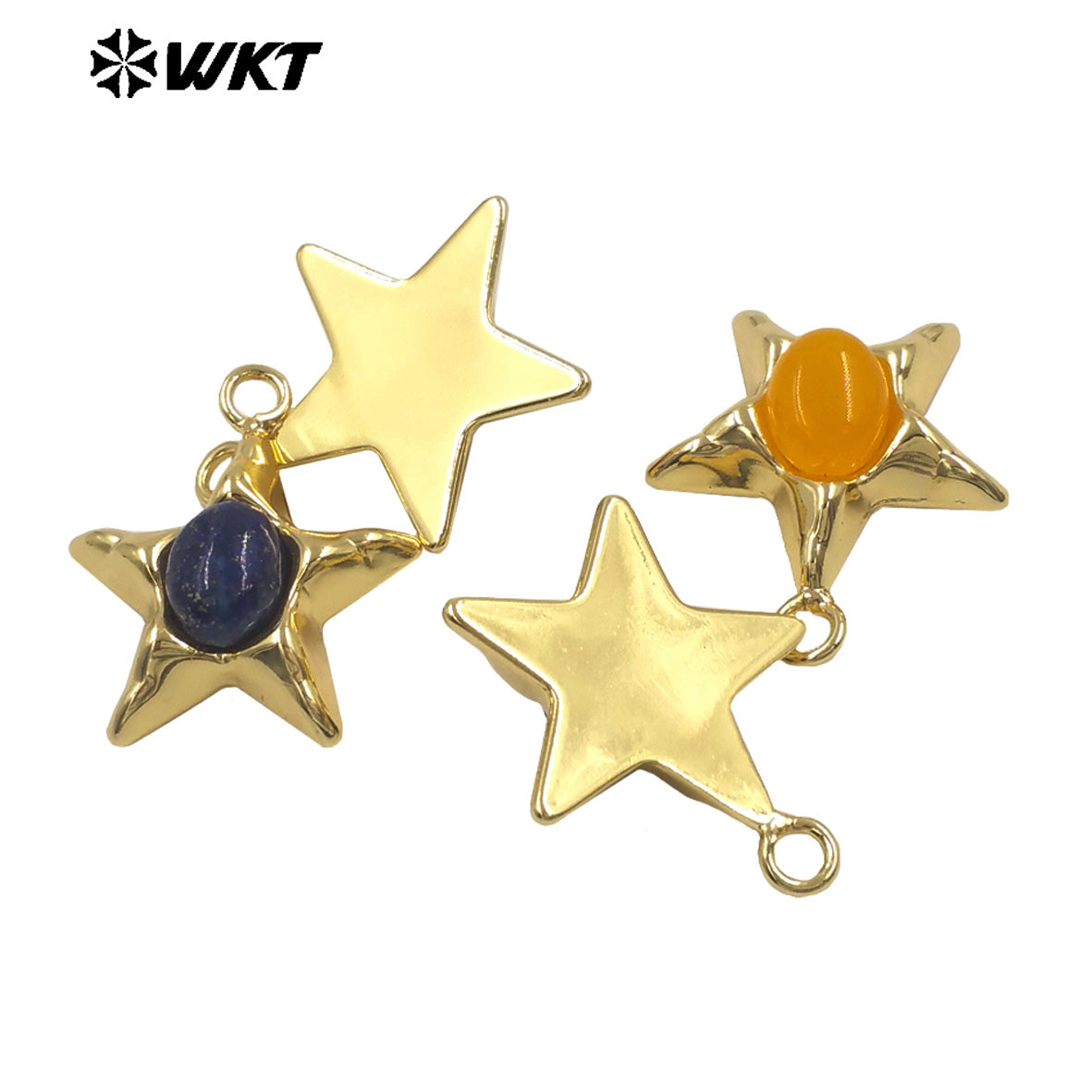 WT-P2133 Wonderful Design Gold Electroplated Natural Gemstones Star Shape Tiny Pendants For Friend Jewelry Gift DIY Making