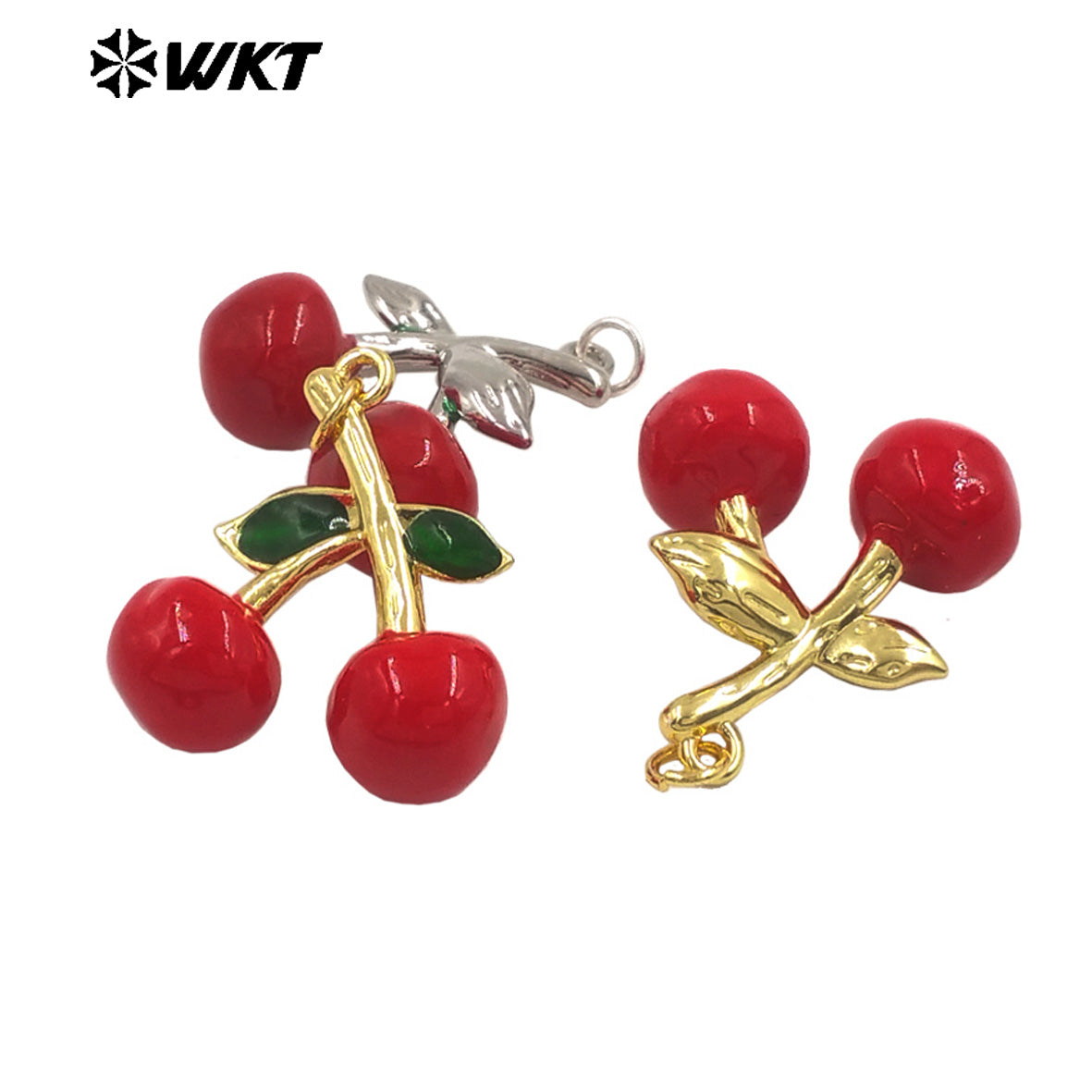 JFE155 Lovely Design Double Cherries Little Pendant Silver Gold Plated Ladies Jewelry Accessory for Handmade Good Quality