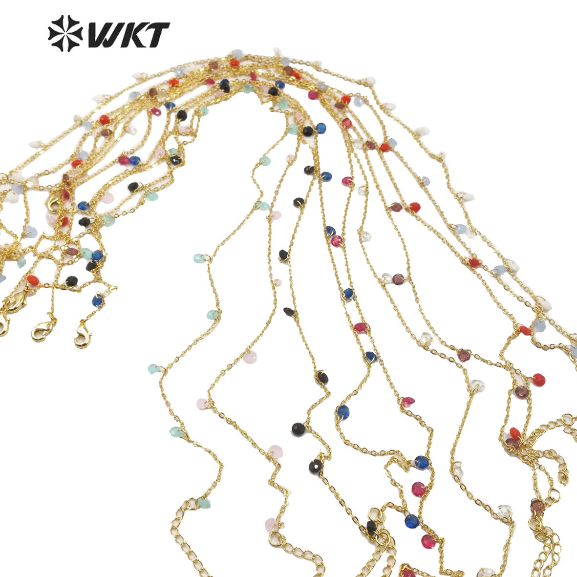 WT-N1203 Women Fashion 4mm Crystal Beads Necklace Hot Sale Jewelry New Arrival Crystal Beads Chain