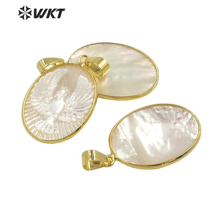 WT-JP301 Vintage Round Pearl Pendant Engraving Eagle Design Fashion Pendant Women Jewelry Accessories Pearl Pendant