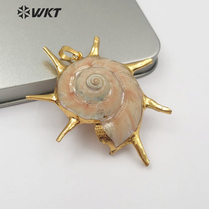 WT-JP134 Wonderful Fashion 18K Gold Electroplated Natural Trumpet Shell Pendant For Women Necklace Earrings DIY Making