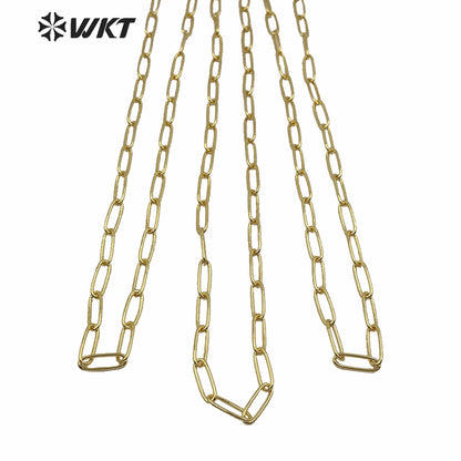 WT-N1224 HOT Populared 4x11mm 18k Real Gold Plated Brass Link Chain Necklace Fashion Jewelry Findings Chain Necklace