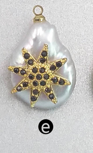MP132 Wholesale Popular Moon Pendant Pearl with Cz Micro Pave Lady Fashion Irregular Shape Jewelry Freshwater Pearl Pendant