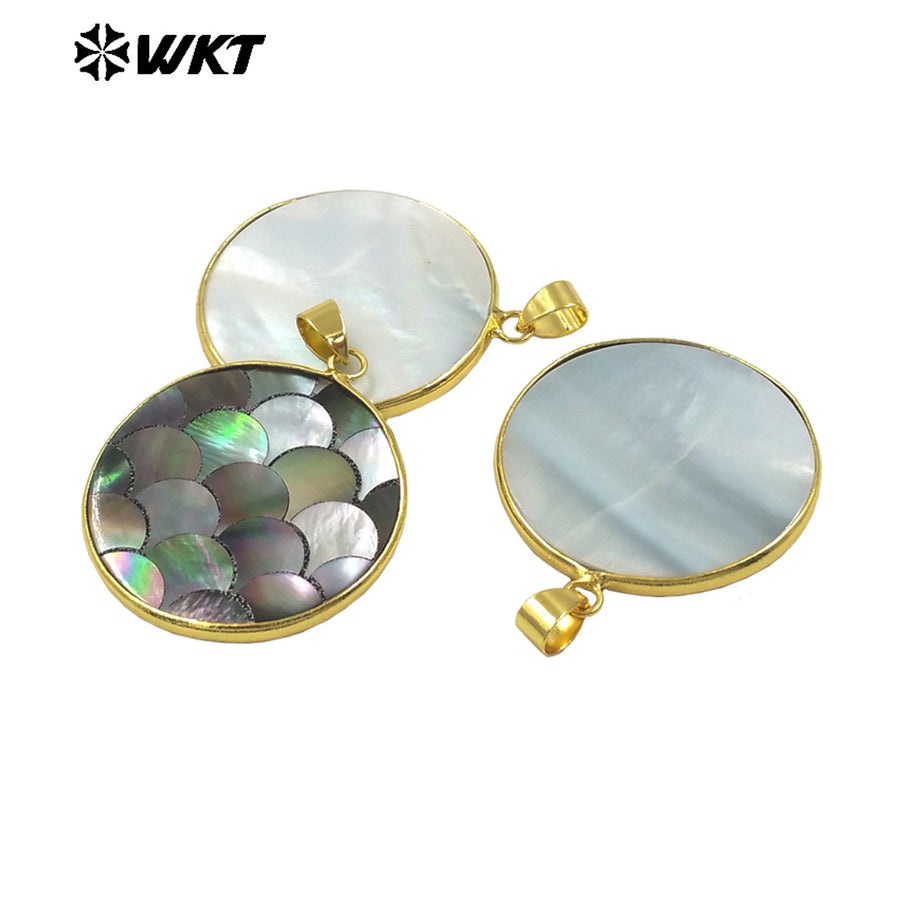 WT-JN312 Natural 18K Gold Plated Penguin Shell Necklace Special Design Round Shape Causal Style Fashion Women Jewelry Wholesale