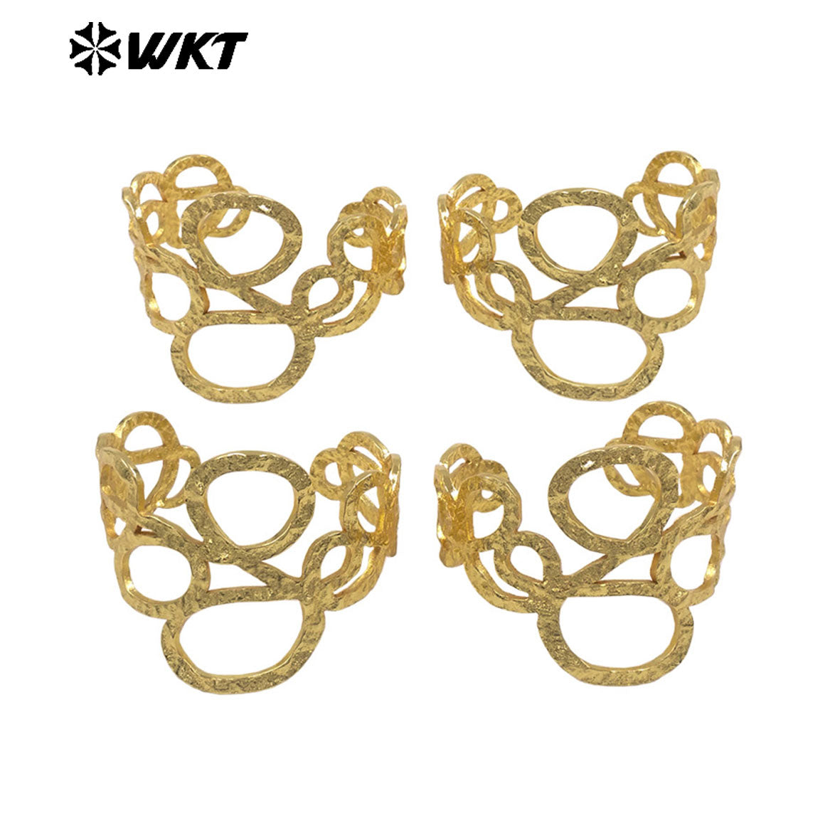 WT-B716 Unique Design 18K Gold Plated Metal Yellow Brass Woven Intertwined Eight Shape Cuff Bangle For Women Party Wearing