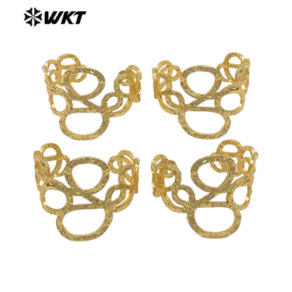 WT-B716 Unique Design 18K Gold Plated Metal Yellow Brass Woven Intertwined Eight Shape Cuff Bangle For Women Party Wearing