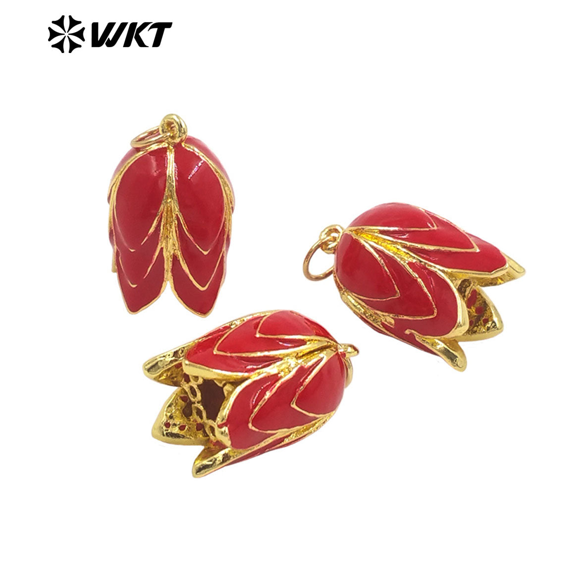 JFE150 Popular Sales Yellow Brass With Drop Oil Lovely Flower Shape Pendant For Jewelry Making Tiny Accessories Gold Plated