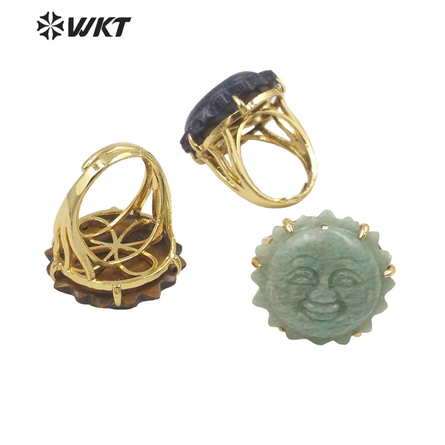 WT-R489 WKT Fashion Design Trendy Gift for Women Sun Design Colorful High Quality Gorgeous Natural Gemstone Stone Ring