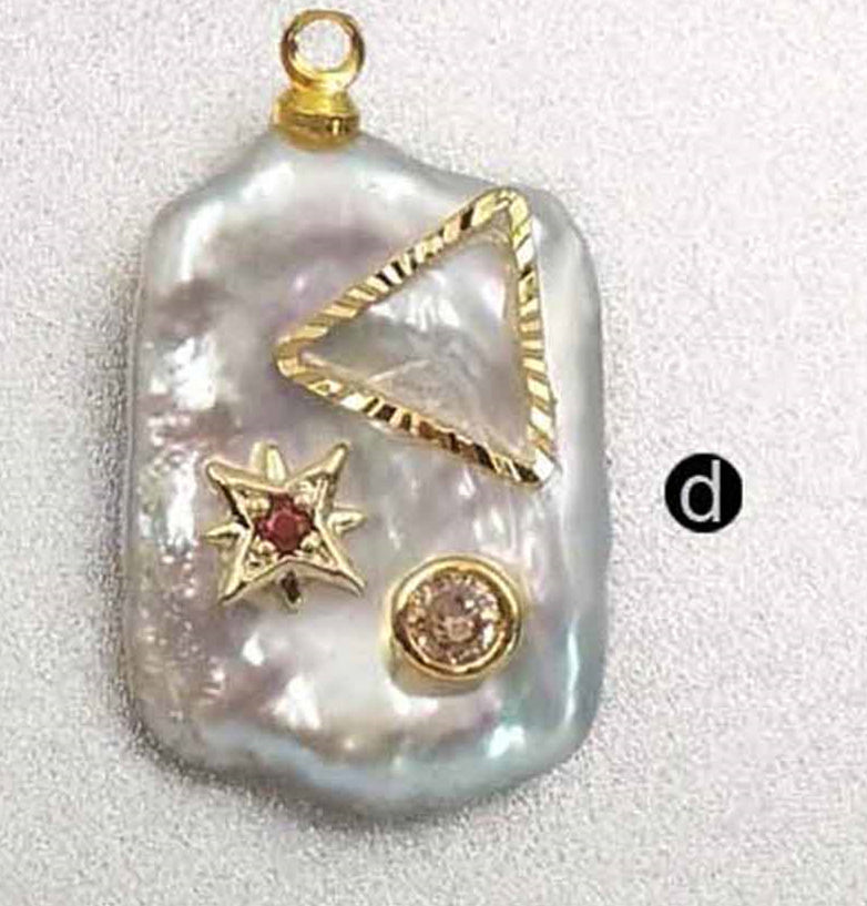 MP134 Newest High Quality Diversified Patterns Micro Pave Rectangular Pendant Sparkling Lady Jewelry Freshwater Pearl Pendant