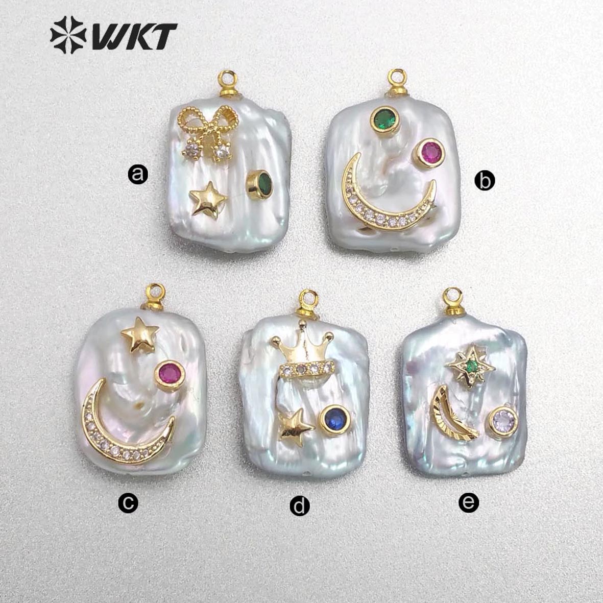 MP136 Natural Freshwater Pearl Pendant With Diversified Patterns Rectangular Pendant CZ Micro Pave Women Fashion Pearl Pendant