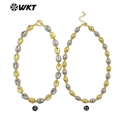 WT-JFN29 High Quality 18K Gold Plated and Silver Round Irregular Natural Brass Beads Exquisite Necklace for Women As Party Dress