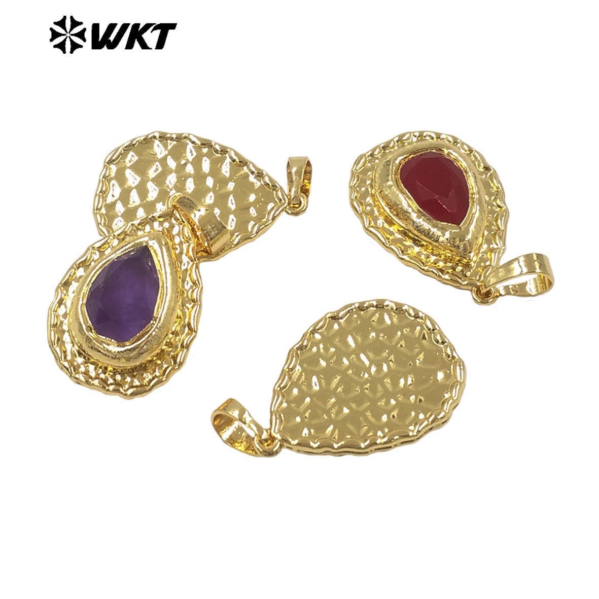 WT-JP518 Newest Fashion Gold Electroplated Natural Stone And Pearl Water Drop Shape Little Pendants For Women Earrings Design