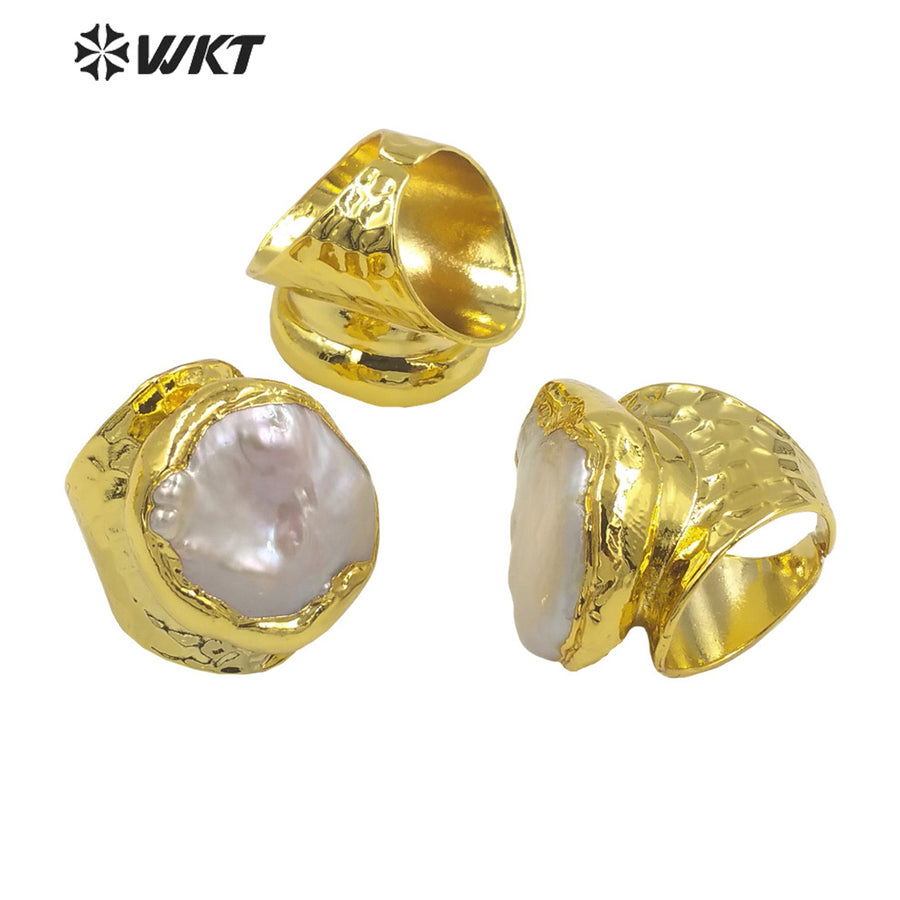 WT-MPR063 Freshwater Pearl Vintage Style Stravagante 18k Gold Plating Trendy Ring Lovely Women Ring for Gift