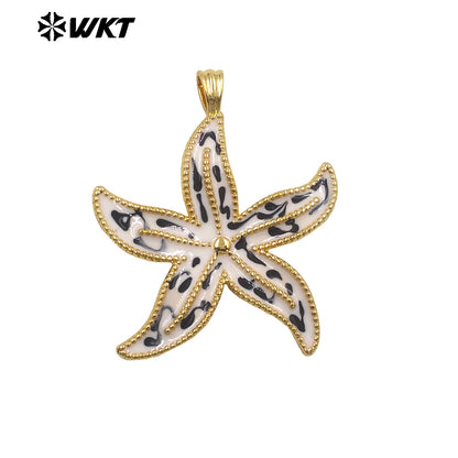 WT-P2117 Wonderful Charms Gold Plated Drop Oil Colorful Starfish Shape Pendants For Summer Style Necklace DIY Accessories