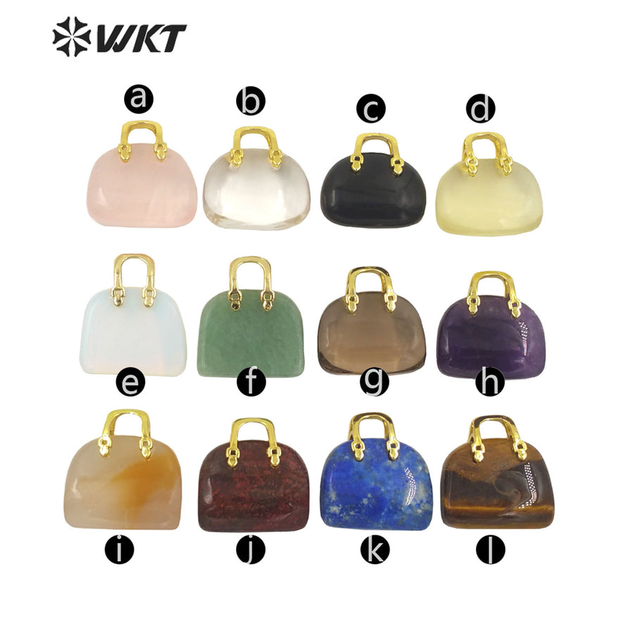 WT-N1362 Cute Handbag Shape Crystal Clear Natural Colored Gemstone Necklace Ladies Jewelry Necklace Gemstone Necklace