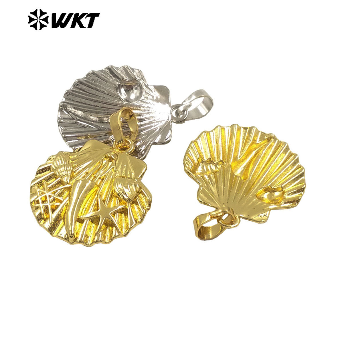 WT-P1997 New Arrival Sea Shell Style Uneaven Cowrie&Star Lovely Charms Pendant Vintage Bohemian Scallop Jewelry