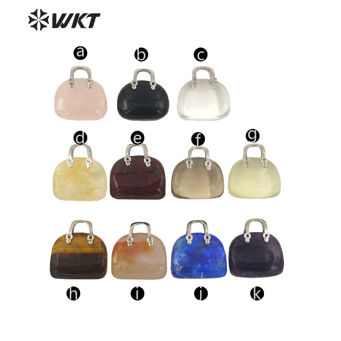 WT-N1362 Cute Handbag Shape Crystal Clear Natural Colored Gemstone Necklace Ladies Jewelry Necklace Gemstone Necklace