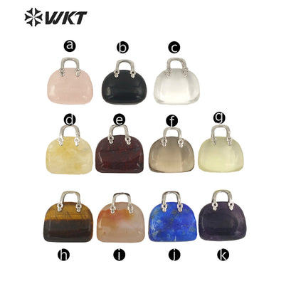 WT-N1362 Cute Handbag Shape Crystal Clear Natural Colored Gemstone Necklace Ladies Jewelry Necklace Gemstone Necklace