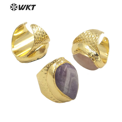 WT-R414 Beautiful Multicolor Waterdrop Gemstone Ring 18k Gold Plated High Quality As Women Gift Rings Natural Gemstone Rings