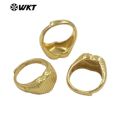 WT-R592 Newest Vintage Simple Style 18K Gold Plated Yellow Brass Heart Shape Metal Women Rings For Daily Matching Jewelry