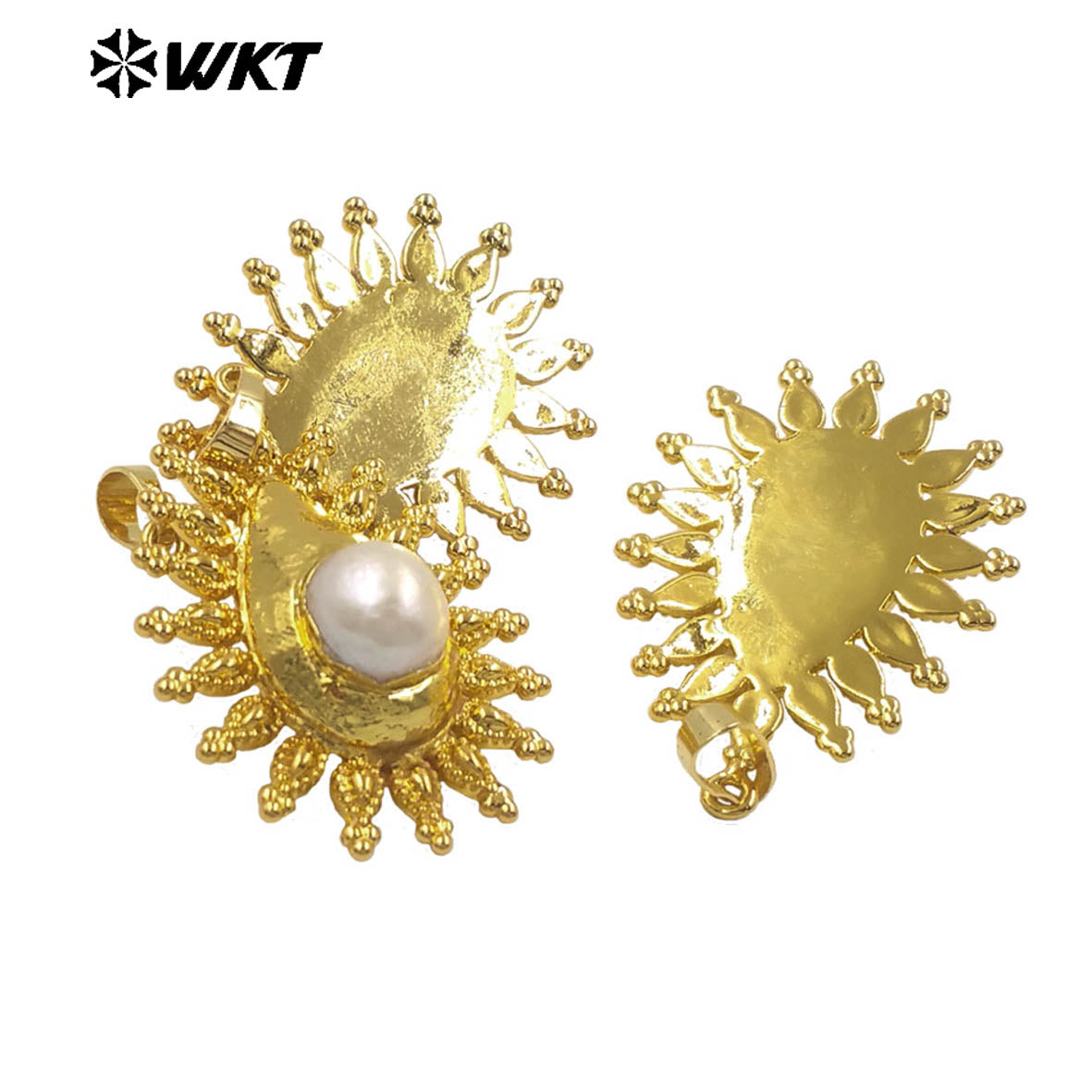 WT-JP437 Wholesale Unique Design Waterdrop Shape 18K Gold Plated With Natural Freshwater Pearl Pendant Women Necklace DIY