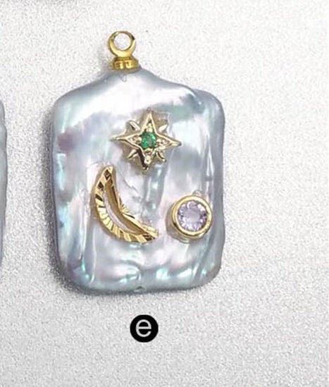 MP136 Natural Freshwater Pearl Pendant With Diversified Patterns Rectangular Pendant CZ Micro Pave Women Fashion Pearl Pendant