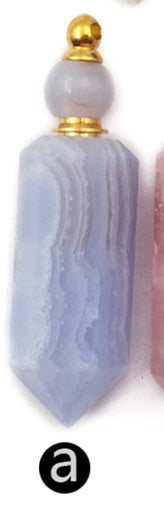 WT-P1463 Fashion Stone Perfume Bottle Pendant Natural Amethyst Lapis Rose Quartz Blue Agate Pendant Stainless Steel Accessory