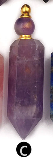 WT-P1463 Fashion Stone Perfume Bottle Pendant Natural Amethyst Lapis Rose Quartz Blue Agate Pendant Stainless Steel Accessory