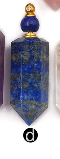 WT-P1463 Fashion Stone Perfume Bottle Pendant Natural Amethyst Lapis Rose Quartz Blue Agate Pendant Stainless Steel Accessory