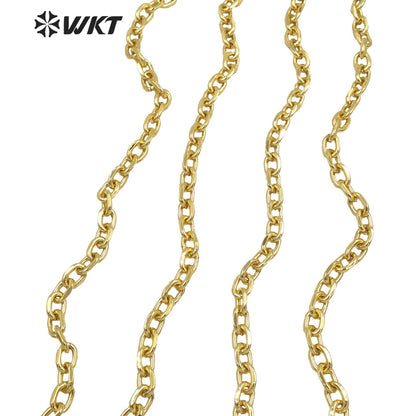 WT-BC161 Wholesale Handmade Jewelry Necklace Chain Fashion Gold Resist Tarnishable Double Faceted Alloy Chain