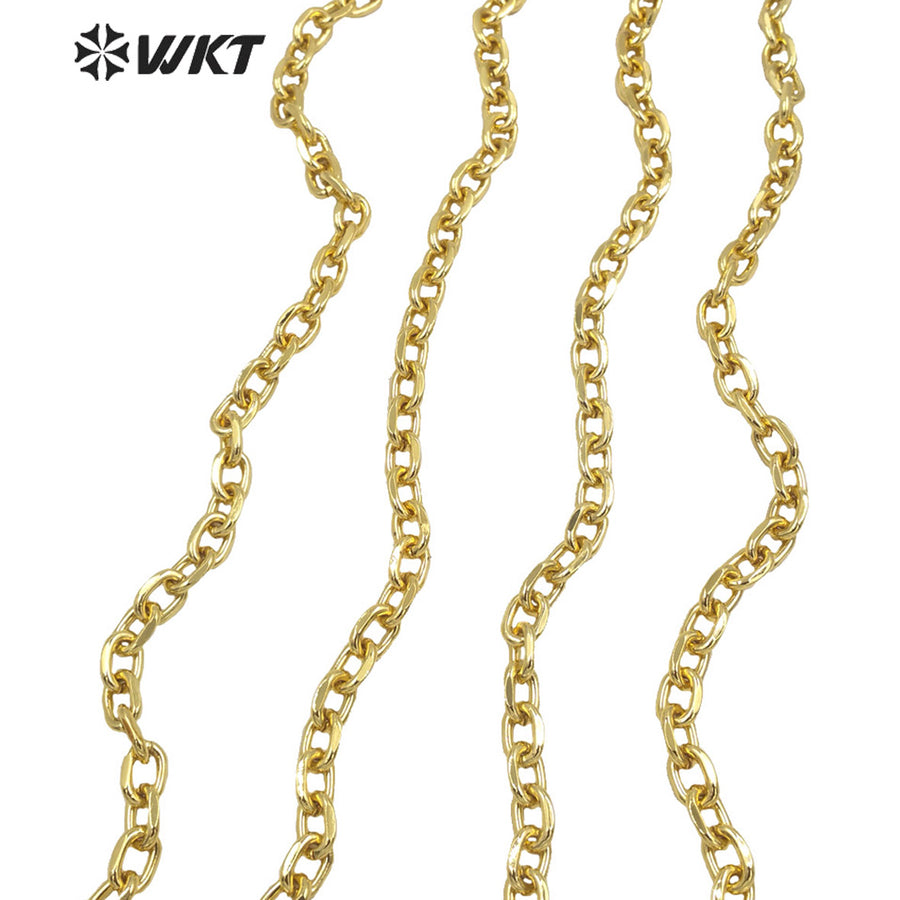WT-BC161 Wholesale Handmade Jewelry Necklace Chain Fashion Gold Resist Tarnishable Double Faceted Alloy Chain