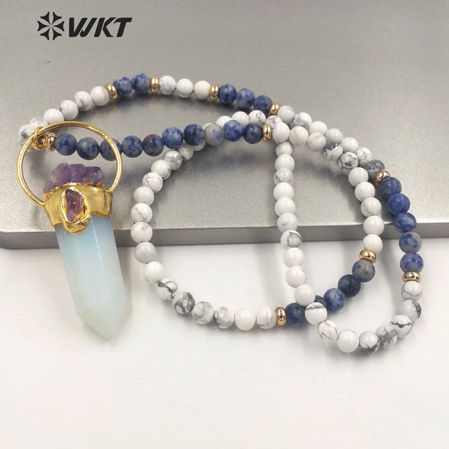 WT-N1339 WKT Fashion Jewelry Hot Style Natural Stone Beads Opal Necklace for Girls Party Pendant Lady Necklace Gift