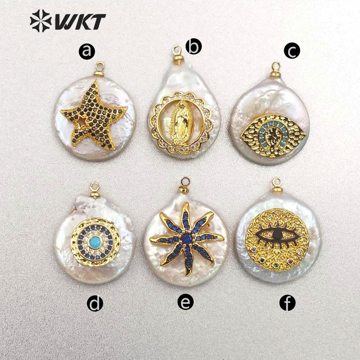 MP131 Wholesale Populared Starfish Multi-pattern Pearl with Cz Micro Pave Pendant Women Fashion Jewelry Circular Pearl Pendant