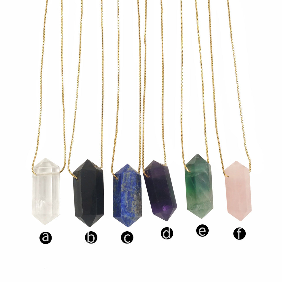 WT-N1373 Crystal clear Hexagonal Column Necklace Concise Style Pendant Colorful Stone Simple Jewelry Natural Stone Necklace